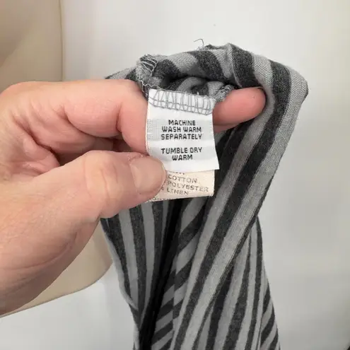 Cut Loose Asymmetrical High Low Tunic Womens Small Gray Stripe Cotton Blend