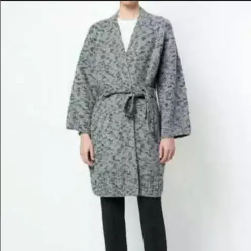 Vince  Marled Wool Blend Belted Gray Coat