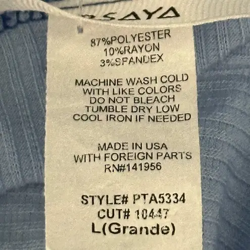 Boutique Blue Ribbed Colorblock Inside Out Cropped Top NWOT Size L