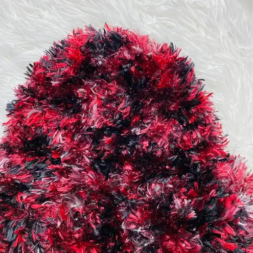 Vintage Y2K Red & Black Colorful Fuzzy Winter Hat