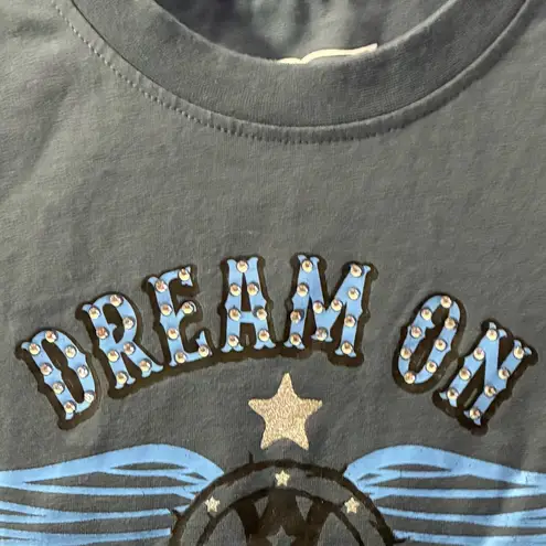 Aerosmith Dream On Blue Righstones Details Graphic Crop Top L