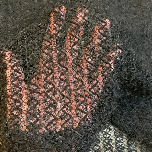 A’Reve long sleeve eyelash sweater with lace sleeves L Black Size L