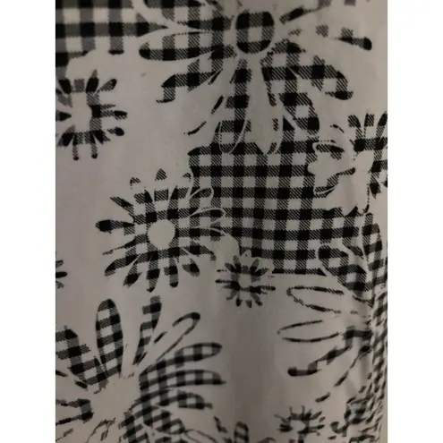 Suave Capri Leggings Woman 1X Revolutionary Tummy Control Black White floral