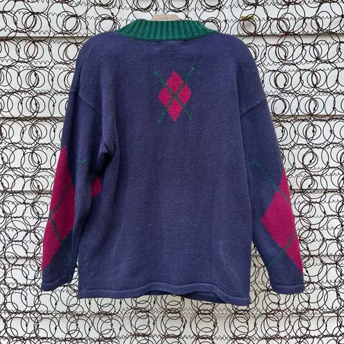 Vintage 90s Idioms argyle diamond knit oversized sweater