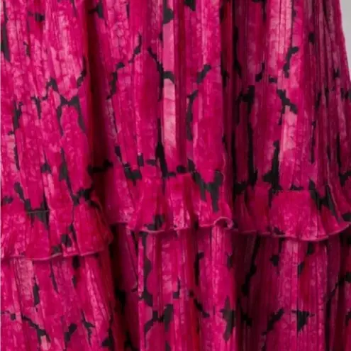 Kenzo Paris Peonie Crepe Tiered Flare Dress Size Medium Pink