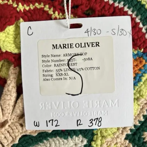 Marie Oliver NWT Armory Rainforest Crochet Linen Blend Tank Top