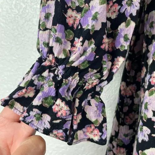 Sonoma Women's Black Floral Milk Maid Dress Size XS Whimsy Coquette Fairy