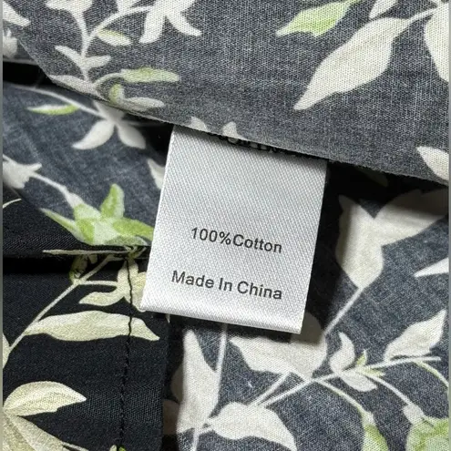 Tuckernuck Avalon Blouse XXS NWT Black Verdant Iris Floral Cotton Long sleeve