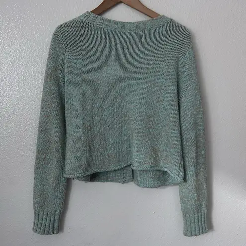 Dannijo L Cropped Cardigan With Pearl Buttons in Blue & Grey Heather Size L