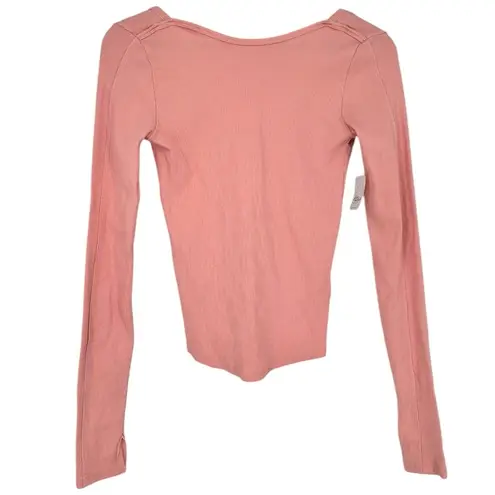 We The Free Free People  Unapologetic Long Sleeve size Small Low Back Rose Blush