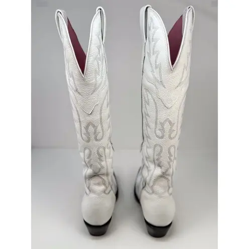 El Malcriado Womens Western Boots White Leather Embroidered Cowgirl Rodeo US 9