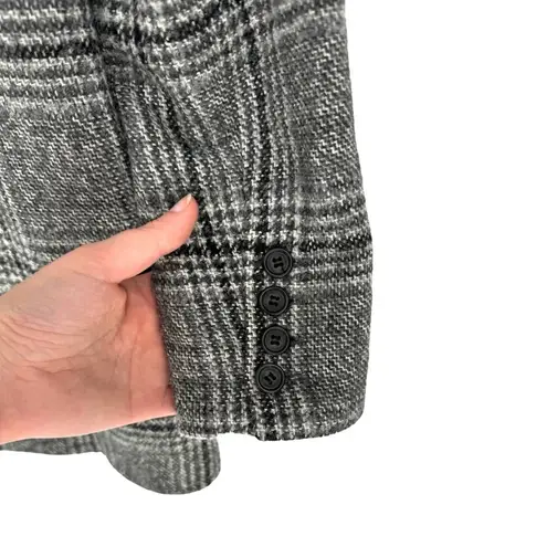 Smythe Oversized Notched Lapel Blazer Gray Glen Check Plaid Small