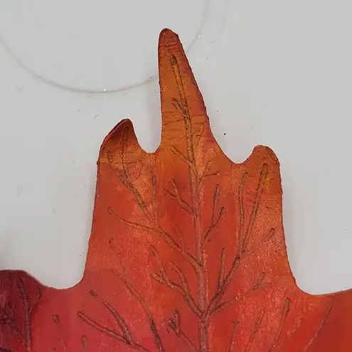 Vintage K & T Tovey Maple Tree Leaf Brooch/Pin Red Orange Autumn Fall Fashion
