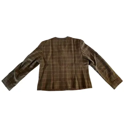 Pendleton Women's Petite Green Plaid Blazer Jacket Size 14 Button Front