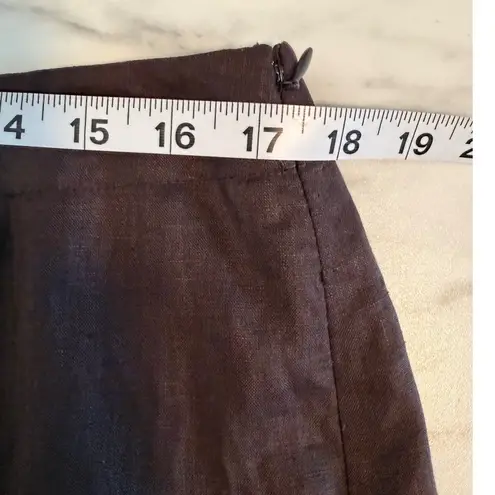 Ann Taylor  LOFT Linen Blend Embroidered Zig Zag Midi Skirt Size 12 Brown - Image 5