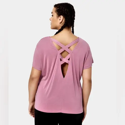Halara Plain Round Neck Crisscross Plus Size Sports Top 1X Women’s Pink NWT.