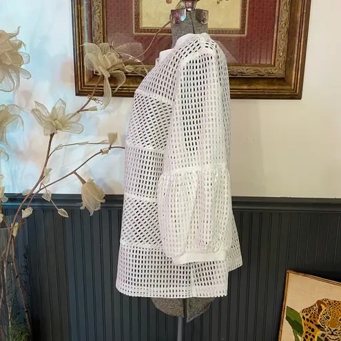 IC Collection Mesh White Rib Band Rhinestone Zipper Jacket