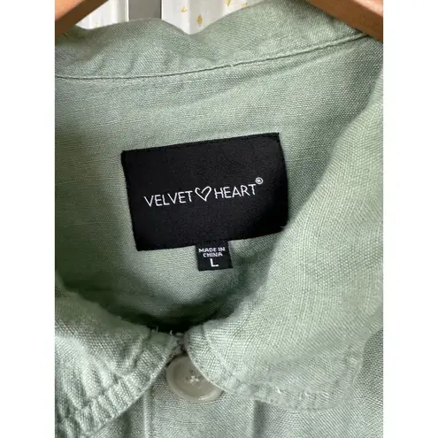 Velvet Heart Linen Blend Chest Flap Pockets Drawstring Hem Relaxed Fit Jacket L