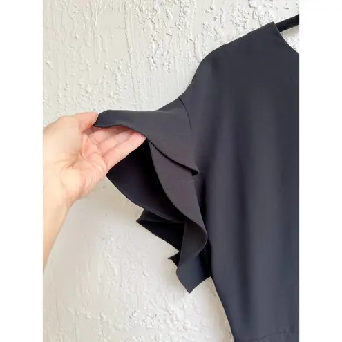 IRO Ruffled Crepe Singles Open V-Back Cropped Jumpsuit Black Women's FR/ 34 US 2