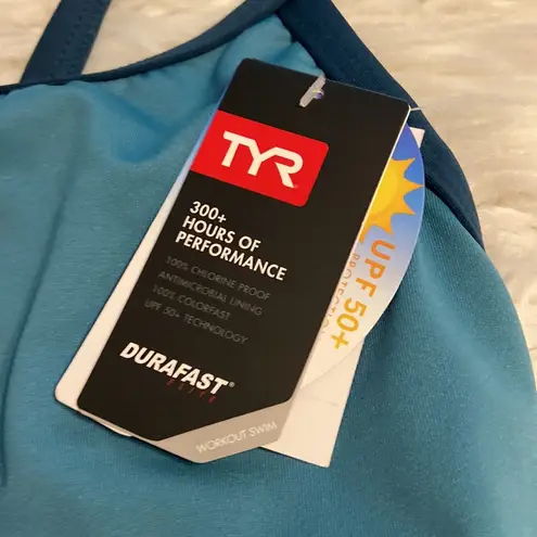 TYR Blue Athletic One Piece Swimsuit size 8 brand new color teal