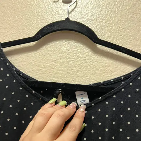 Old Navy  Jumpsuit Black White Polka Dots Flutter Sleeveless Over All Sz XL - Image 8