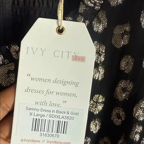 NEW Ivy City Sammy Dress in Black & Gold XL