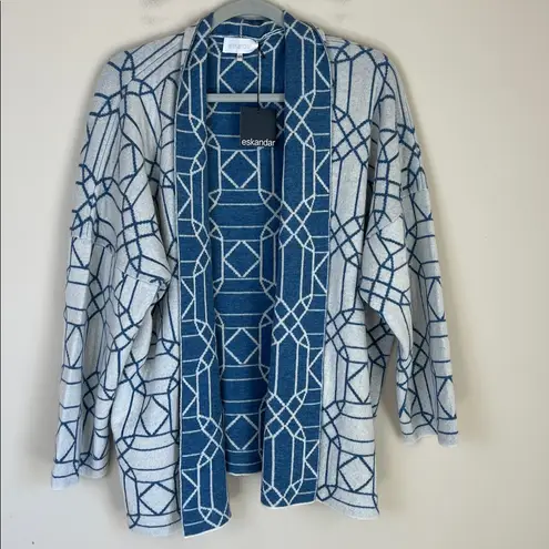 NWT Eskandar Cashmere $2695 Knitted Scrunch Shawl Collar Cardigan Mid One Size White Size undefined