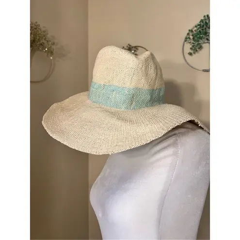 Gap NWT!  Tan Blue Stripe Wide Brim Large Floppy Straw Hat M/L