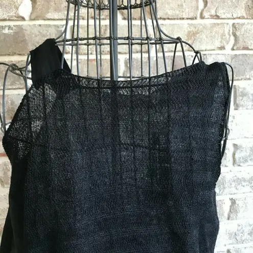Stella Carakasi Black dress Sz XS Asymmetrical Semi Sheer Linen Nylon B…