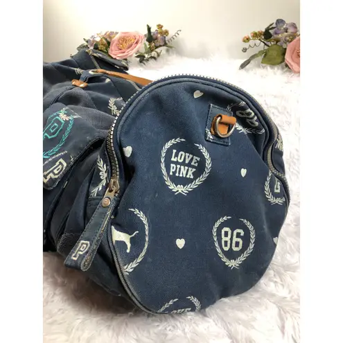 Victoria's Secret Pink Weekender Duffle Bag Y2K Vintage Barbiedoll Blue