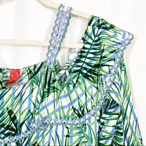 Red Carter Palm Party Swim Cover Mini Dress Tropical Hawaiian Aloha Vacation