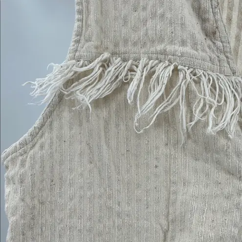 Stefano International Cream Textured Vest button front fringe 18/20 boho cotton