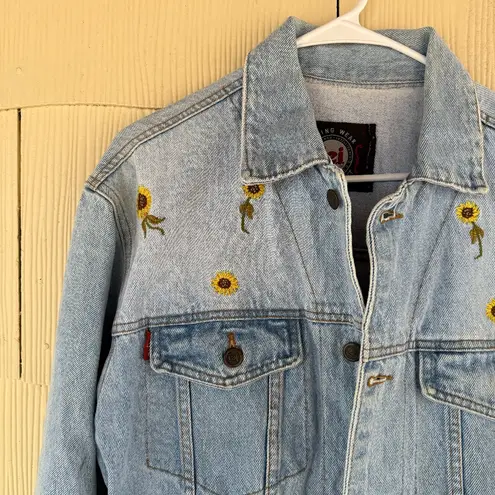 L.E.I Vintage Sunflower Denim Jacket Yellow