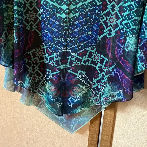 One World Blue and Green Sheer cover up petite medium