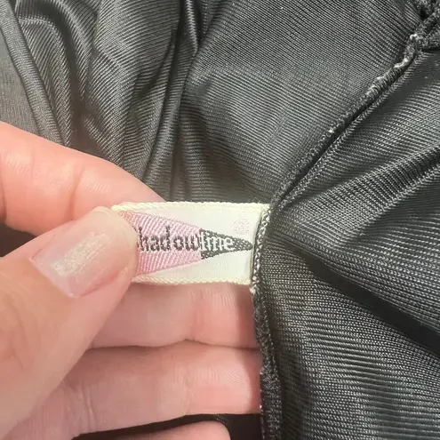 Vintage Shadowline Pajama Set Black Size S 32 Short Sleeve Mandarin Nylon