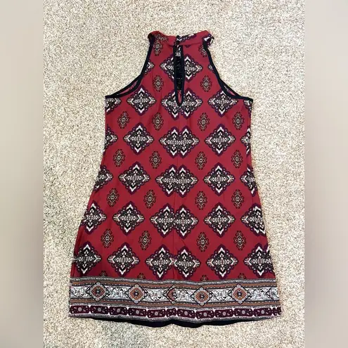 Xhilaration Red High Neck Geometric Print Dress Size Medium