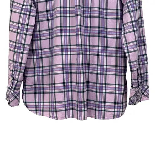 Talbots  Purple Plaid Button Down Collared Long Sleeve Top Size XL - Image 10