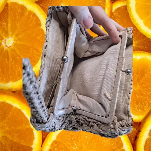 Mantessa Basket‎ Weave Wicker Looking Bag Purse Tan