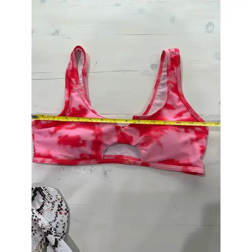 Lot of 2 bikini tops Tie Dye pink and Snake Print Small