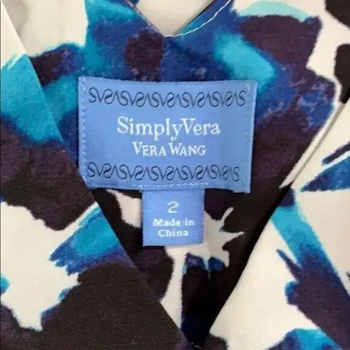 Simply Vera, Vera Wang Simply Vera Vera Wang Womens Dress Silky Sleeveless Blue Black Floral Small