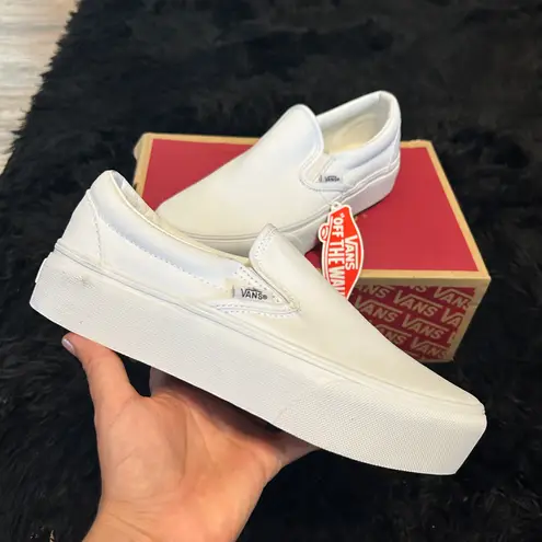 Vans White Platform Slip On Shoes Sneakers New