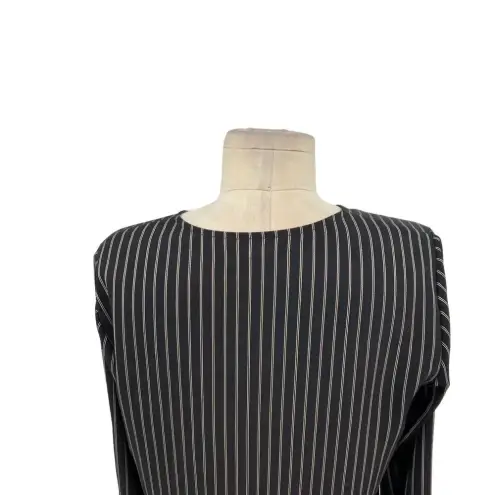 Karen Millen  Pinstripe‎ Wrap Blouse Black Long Sleeve Size US 4