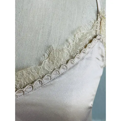 Molly Bracken Champagne Satin Camisole Women’s Lace Trim Tank Top XS