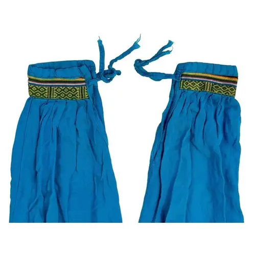 BOHO HIPPIE Turquoise Blue Serape Harem Embroidered Lightweight Pants Size S/M