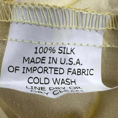 Flatiron Workshop Silk Blouse Yellow Decorative Cuff Vintage Inspired Size 5 (L) Size L