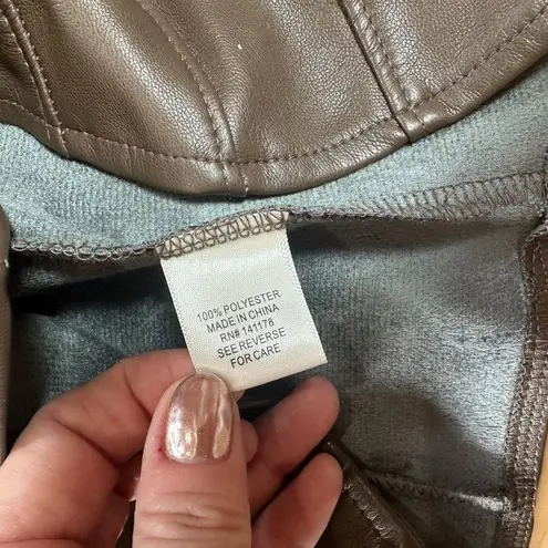 KIRIOUS Brown Faux Leather Corset Style Crop Top Size Small