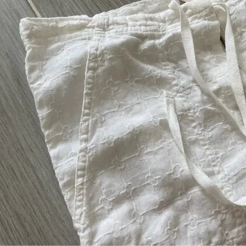 Johnny Was NEW WIDE LEG WHITE EMBROIDERED LINEN PANTS SZ SMALL