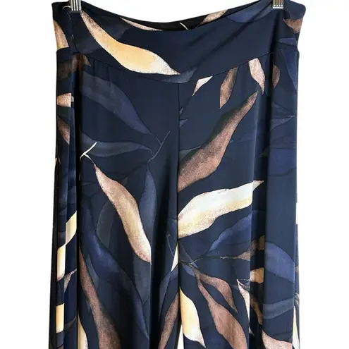 Clara Sun Woo Elegant Black Tan Cream Leaf Print Wide