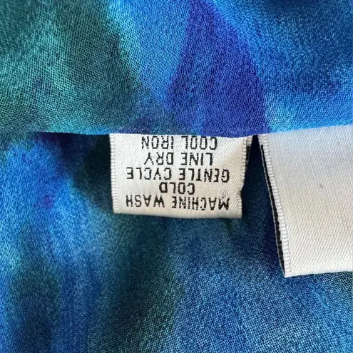 Vintage Y2K Kloz Lyne Royal Blue & Dark Green Abstract Print Layered Maxi Dress Size M