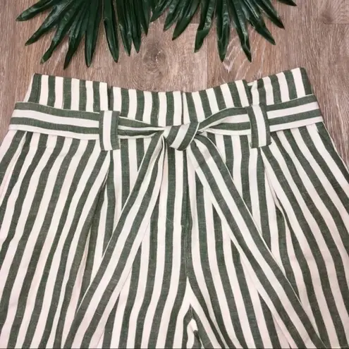 L'Agence L’Agence Alex Striped High Waisted Linen Blend Paper Bag Shorts Size 4